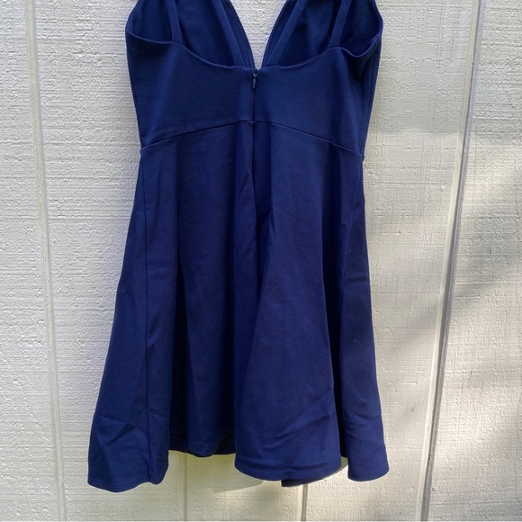 Lulu’s Forever Crush Navy Blue Strappy Sleeveless Skater dress size Medium - Picture 9 of 11